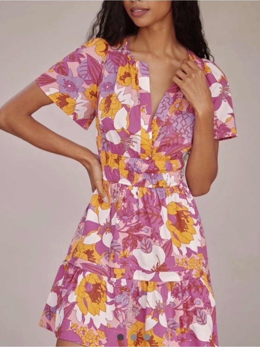 Anthropologie Somerset Mini Dress in Pink / Orange Floral - M
